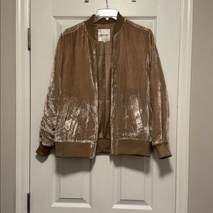 MADEWELL Velvet Bomber Zip Jacket Small